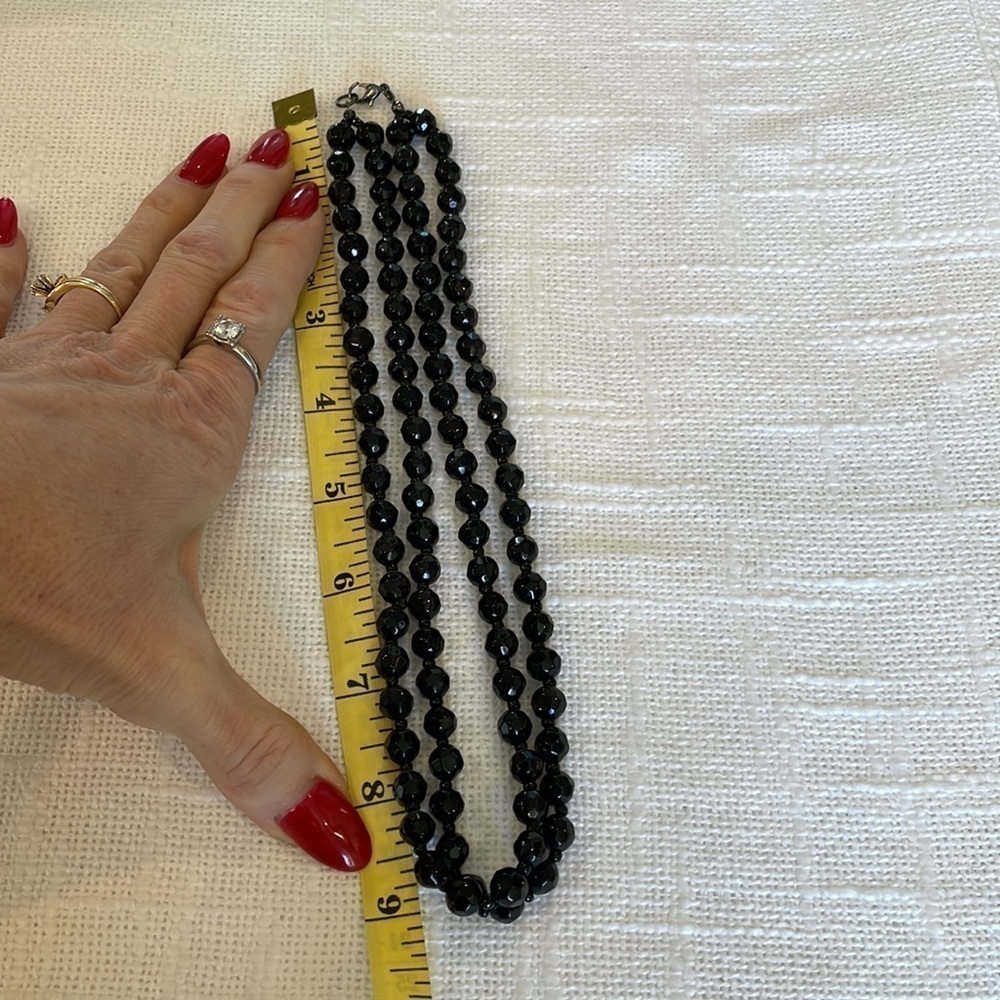 💐5/25 double strand faceted acrylic black and seed beads - Picture 5 of 6